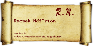 Racsek Márton névjegykártya